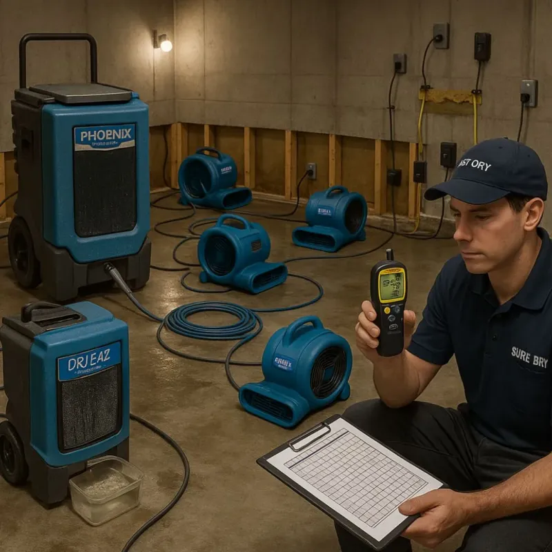 Structural Drying and Dehumidification process in New Chicago, IN